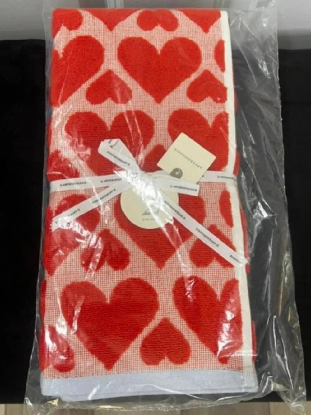 Anthropologie Icon Jacquard Dish Towels in Red and Lavender, Set of 2 - NWT
